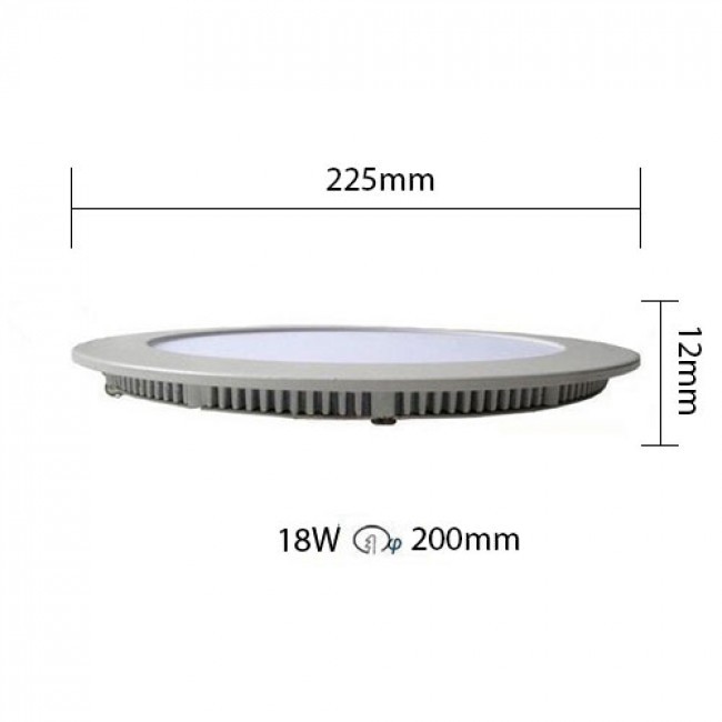 LED Downlight Slim - Einbau Rund 18W - Dimmbar - Warmweiß 2700K - Mattweiß Aluminium - Ø225mm