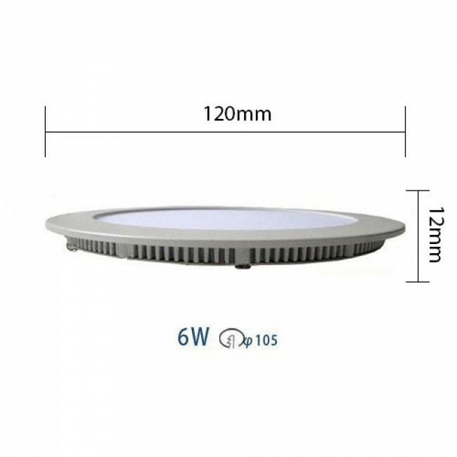 LED Downlight Slim - Einbau Rund 6W - Dimmbar - Tageslicht 6400K - Mattschwarz Aluminium - Ø120mm