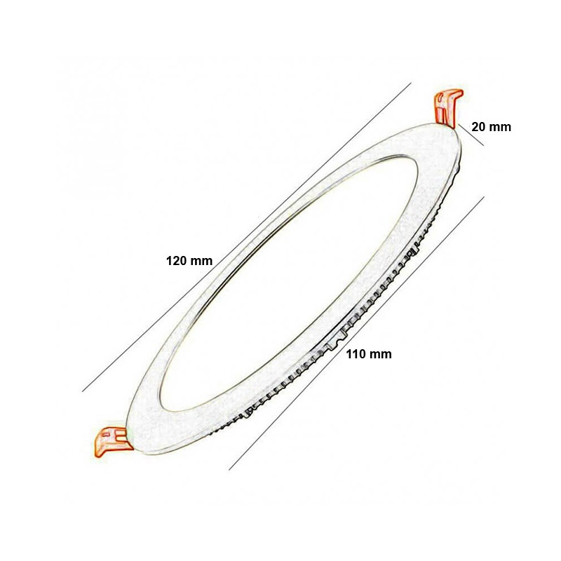 LED Downlight Slim - Facto - Einbau Rund 8W - Warmweiß 3000K - Edelstahl - Ø120mm