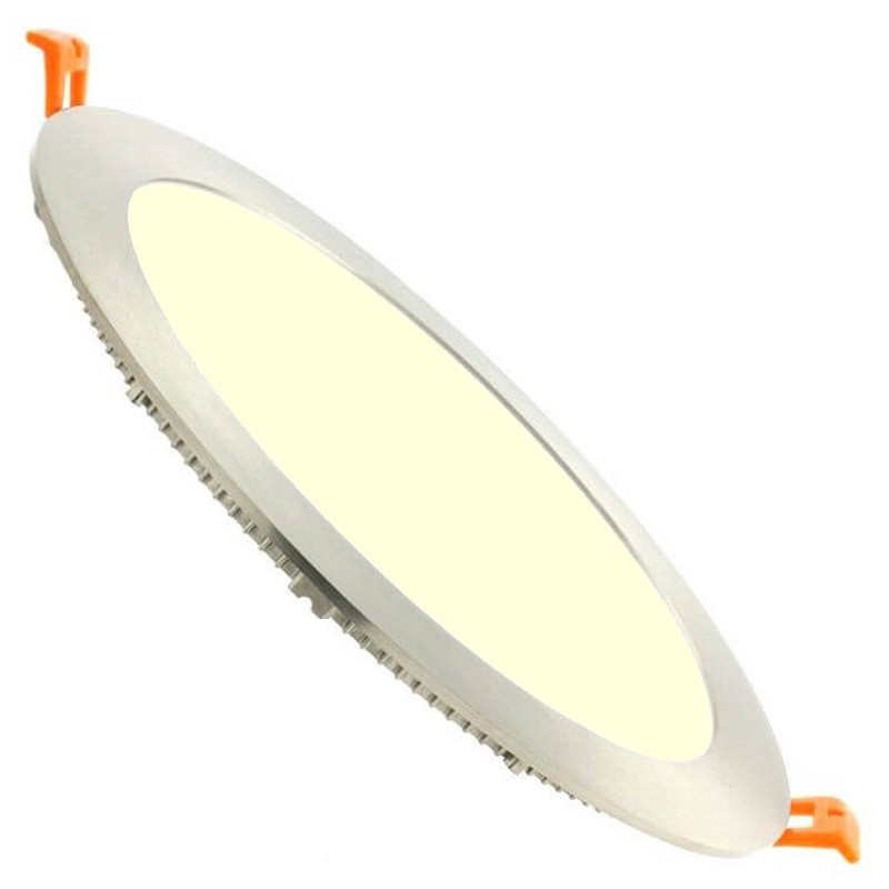 LED Downlight Slim - Facto - Einbau Rund 8W - Warmweiß 3000K - Edelstahl - Ø120mm