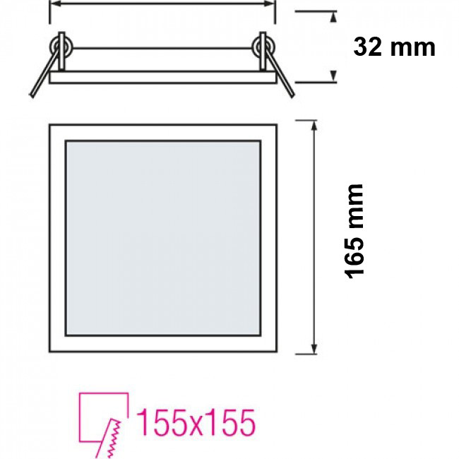 LED Downlight Slim Pro - Aigi - Einbau Quadratisch 12W - Tageslicht 6000K - Mattweiß Aluminium - 165mm