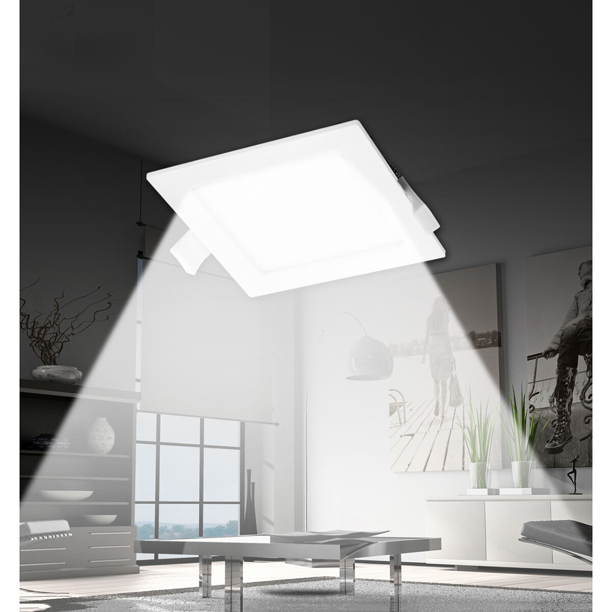 LED Downlight Slim Pro - Aigi Suno - Einbau Quadratisch 9W - Tageslicht 6000K - Mattweiß - Kunststoff