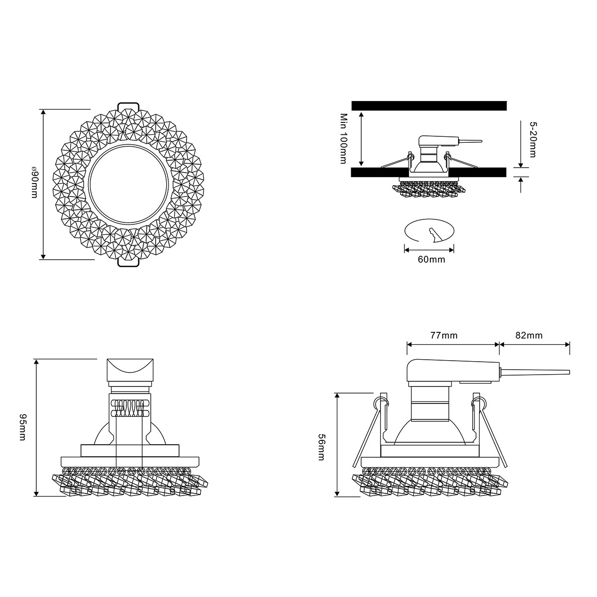 LED Downlight Slim - Trion Dilomy - GU10 Sockel - Rund - Glänzend Chrom - Aluminium