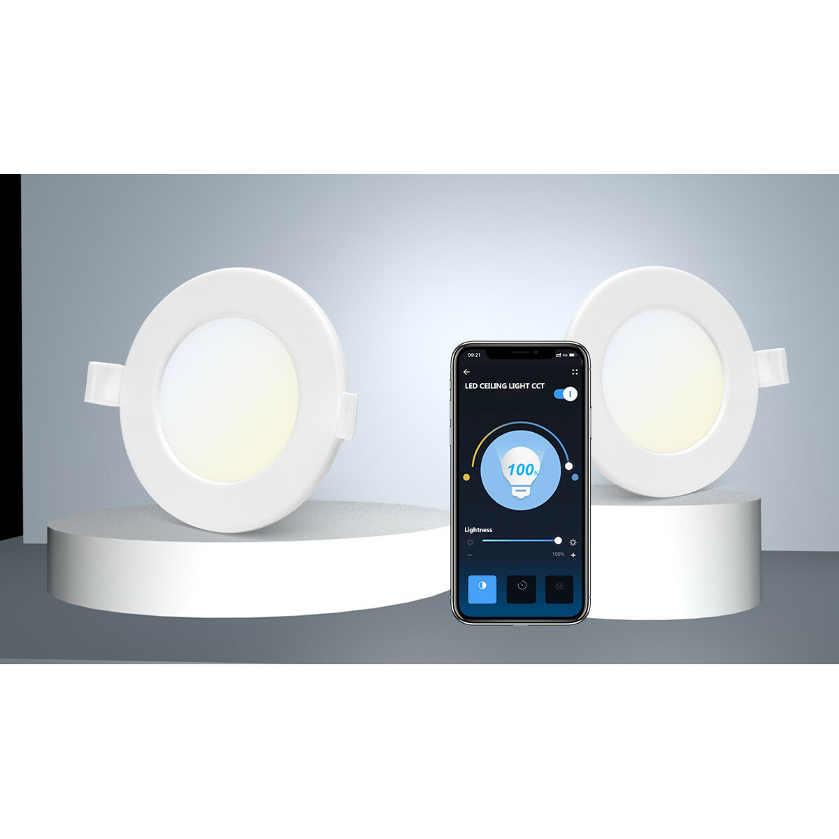 LED Downlight - Smart LED - Wifi LED - Aigi Zumba - 12W - Anpassbare Lichtfarbe - Einbau Rund - Mattweiß - Aluminium - Ø170mm