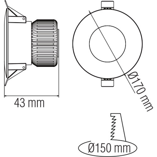 LED Downlight - Verona - Einbau Rund 15W - Tageslicht 6400K - Mattweiß Aluminium - Ø170mm