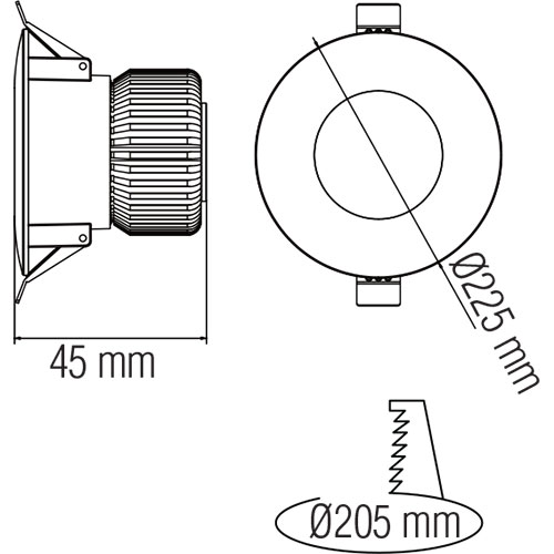 LED Downlight - Verona - Einbau Rund 30W - Tageslicht 6400K - Mattweiß Aluminium - Ø225mm