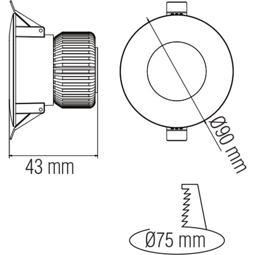 LED Downlight - Verona - Einbau Rund 5W - Tageslicht 6400K - Mattweiß Aluminium - Ø90mm