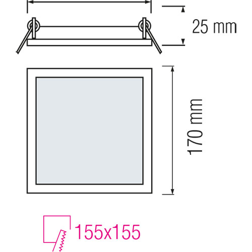 LED Downlight Slim - Einbau Quadratisch 12W - Universalweiß 4200K - Mattweiß Aluminium - 170mm