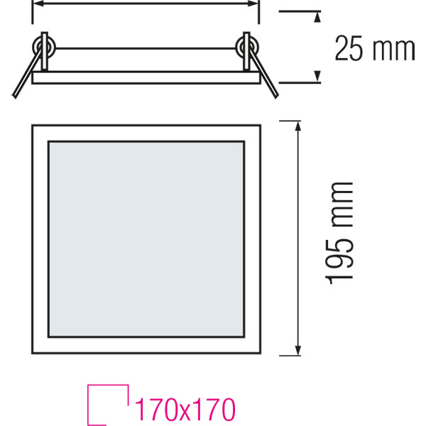 LED Downlight Slim - Einbau Quadratisch 15W - Tageslicht 6400K - Mattweiß Aluminium - 195mm