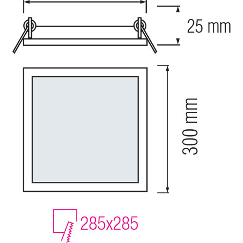 LED Panel Slim - 30x30 Warmweiß 2700K - 24W Einbau Quadratisch - Mattweiß - Flimmerfreies