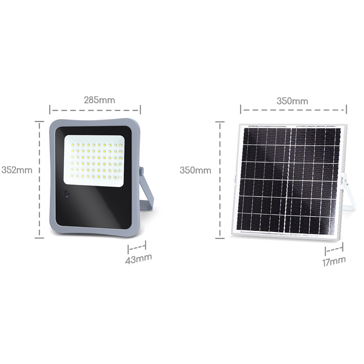 LED Flutlicht mit Solarenergie - LED Flutlicht - Aigi Florida - LED Solar Gartenbeleuchtung Wandleuchte - Fernbedienung - Wasserdicht IP65 - 200W - Kaltweiß 6500K