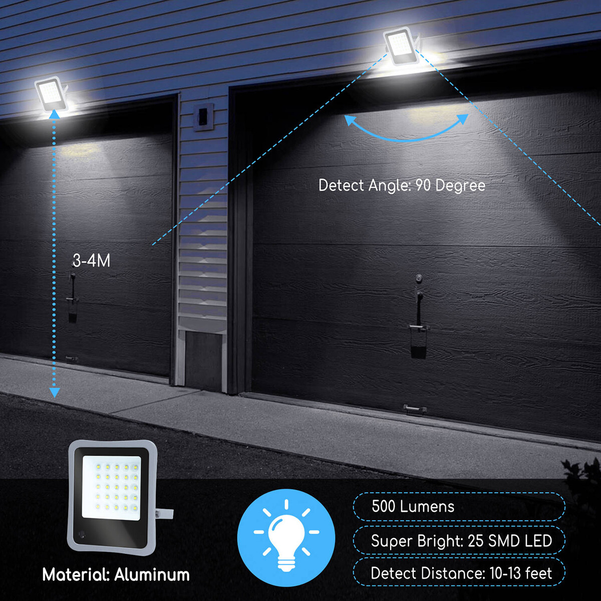 LED Flutlicht mit Solarenergie - LED Flutlicht - Aigi Florida - LED Solar Gartenbeleuchtung Wandleuchte - Fernbedienung - Wasserdicht IP65 - 50W - Kaltweiß 6500K