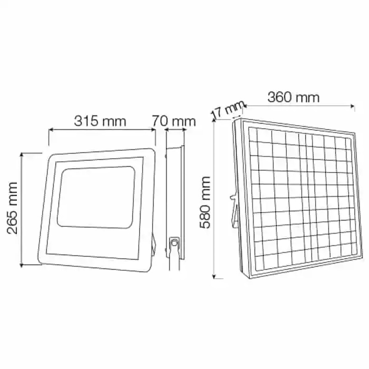 LED Flutlicht mit Solarenergie - LED Scheinwerfer - LED Solar Gartenbeleuchtung Wandleuchte - Togre - 100W - Kaltweiß 6400K - Fernbedienung - Wasserdicht IP65 - Aluminium