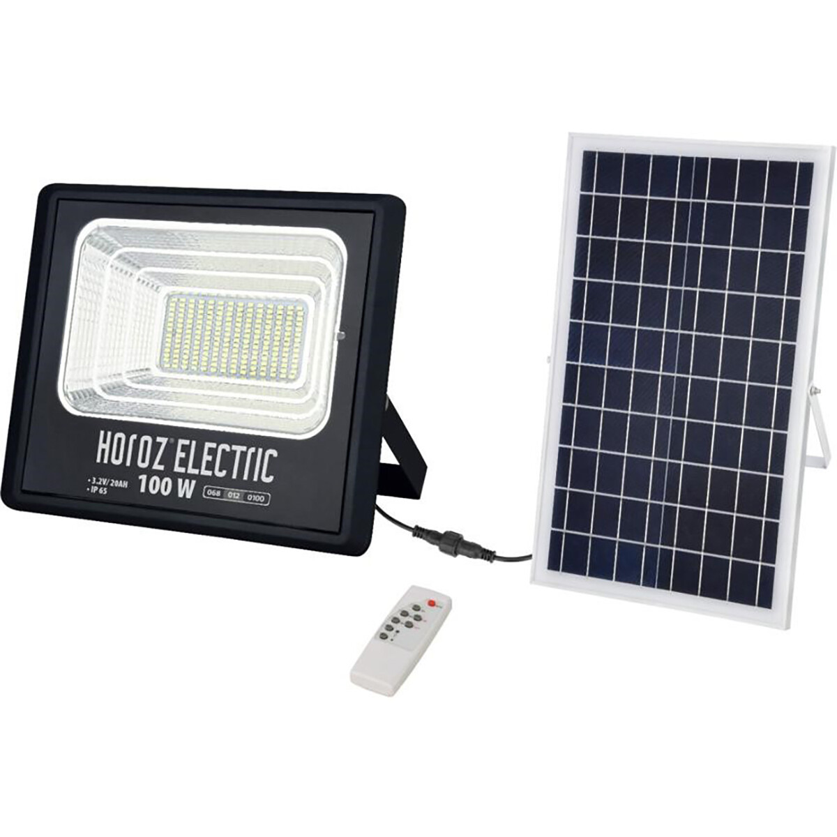 LED Flutlicht mit Solarenergie - LED Scheinwerfer - LED Solar Gartenbeleuchtung Wandleuchte - Togre - 100W - Kaltweiß 6400K - Fernbedienung - Wasserdicht IP65 - Aluminium