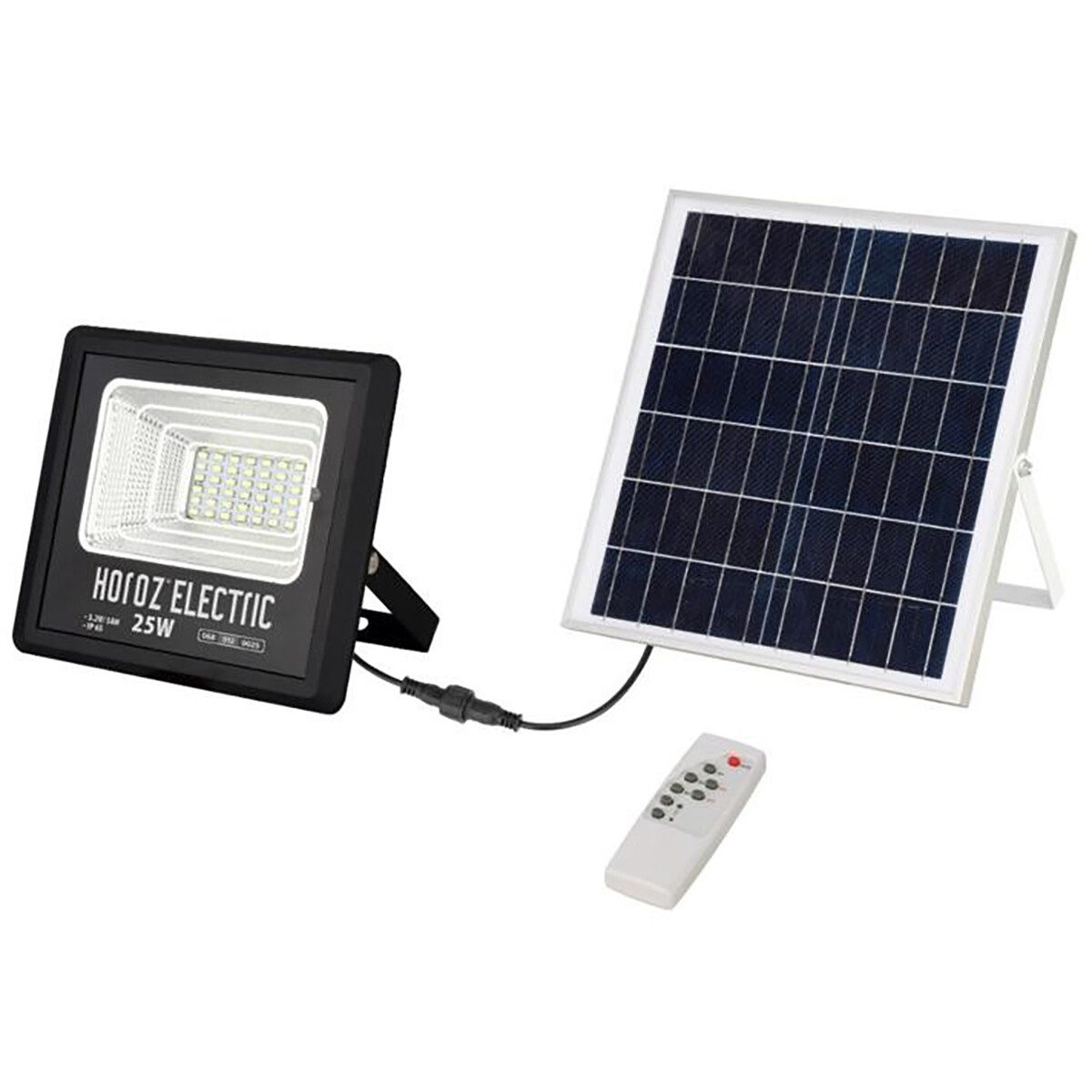 LED Flutlicht mit Solarenergie - LED Scheinwerfer - LED Solar Gartenbeleuchtung Wandleuchte - Togre - 25W - Kaltweiß 6400K - Fernbedienung - Wasserdicht IP65 - Aluminium