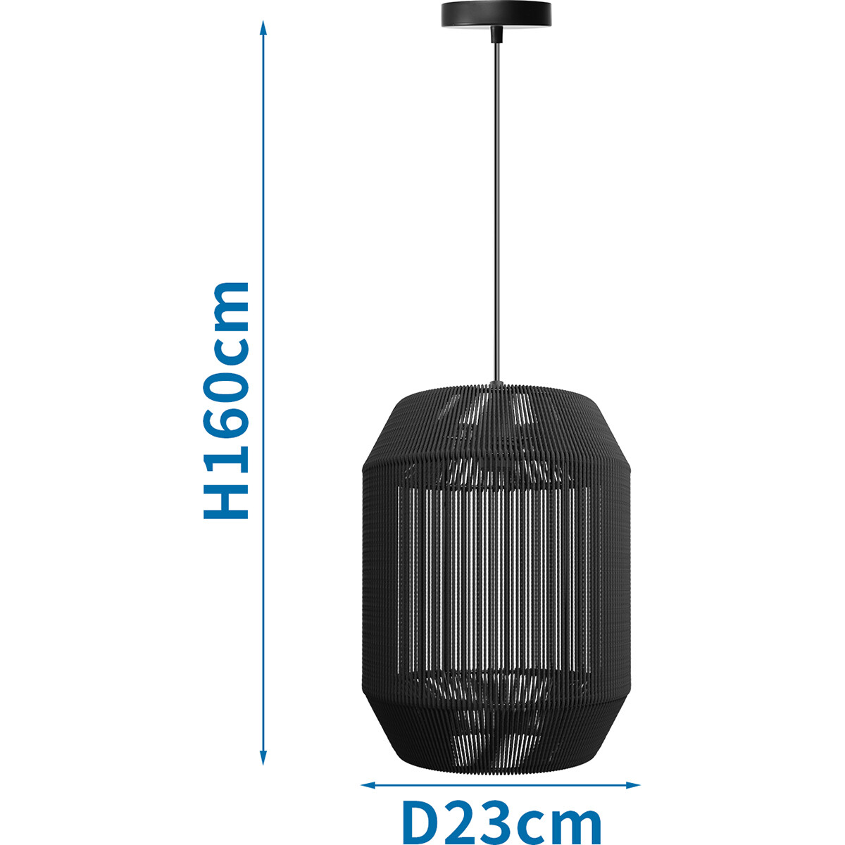 LED Hängelampe - Hängeleuchte - Aigi Aly - E27 Fassung - Rund - Matt Schwarz - Papier