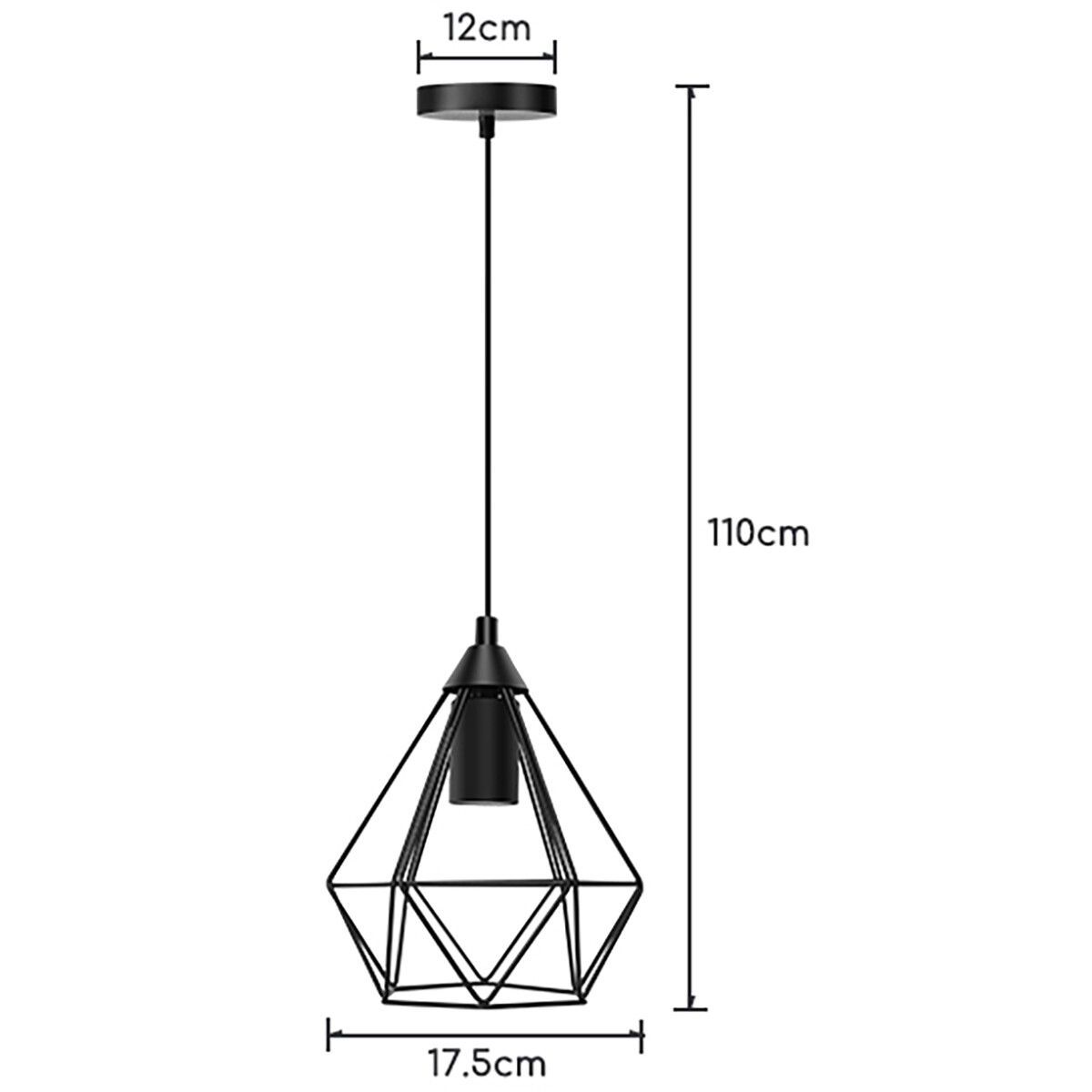 LED Hängelampe - Hängeleuchte - Aigi Elsa - E27 Fassung - 1-flammig - Retro - Klassisch - Matt Schwarz - Aluminium