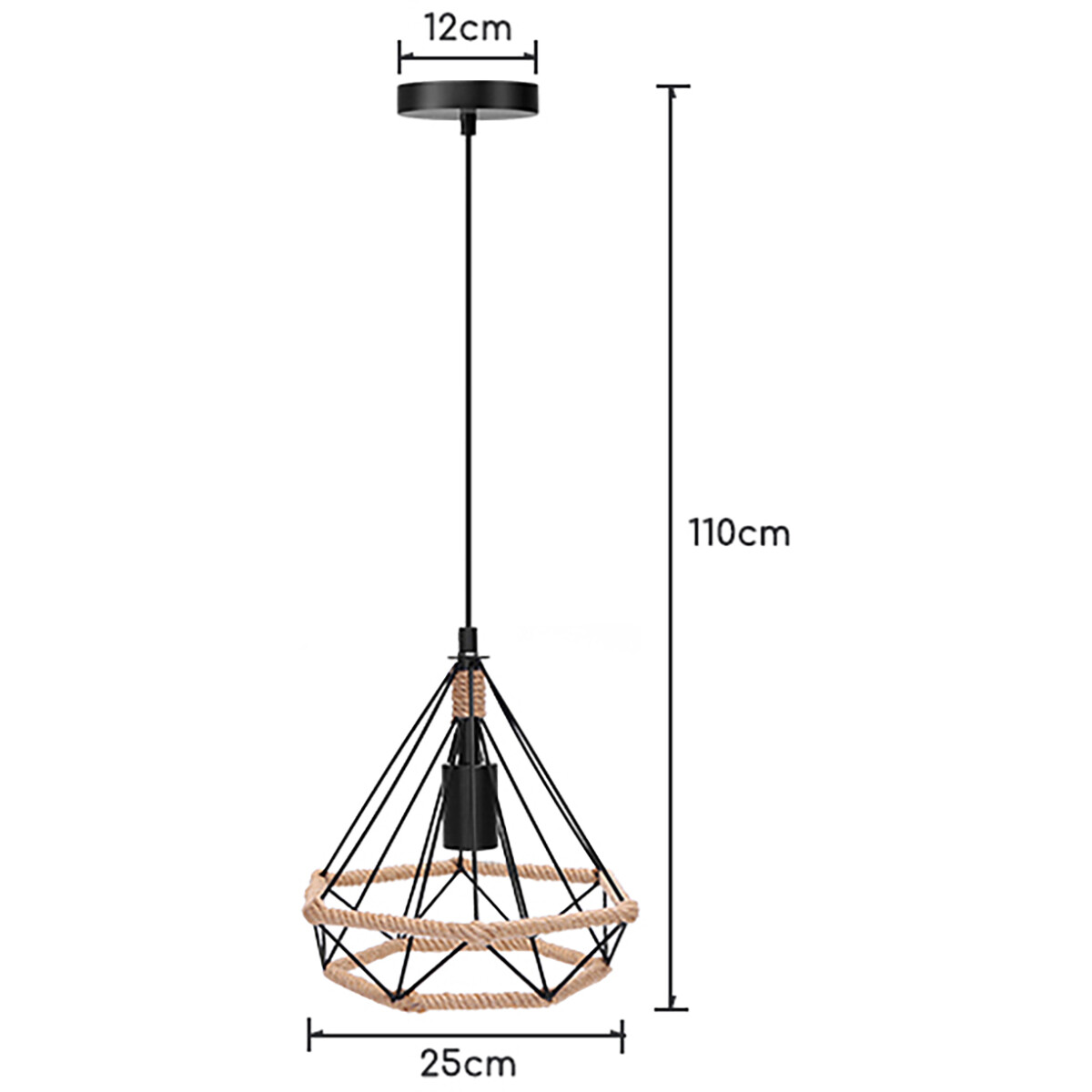 LED Hängelampe - Hängeleuchte - Aigi Elsa - E27 Fassung - 1-flammig - Retro - Klassisch - Matt Schwarz/Braun - Aluminium