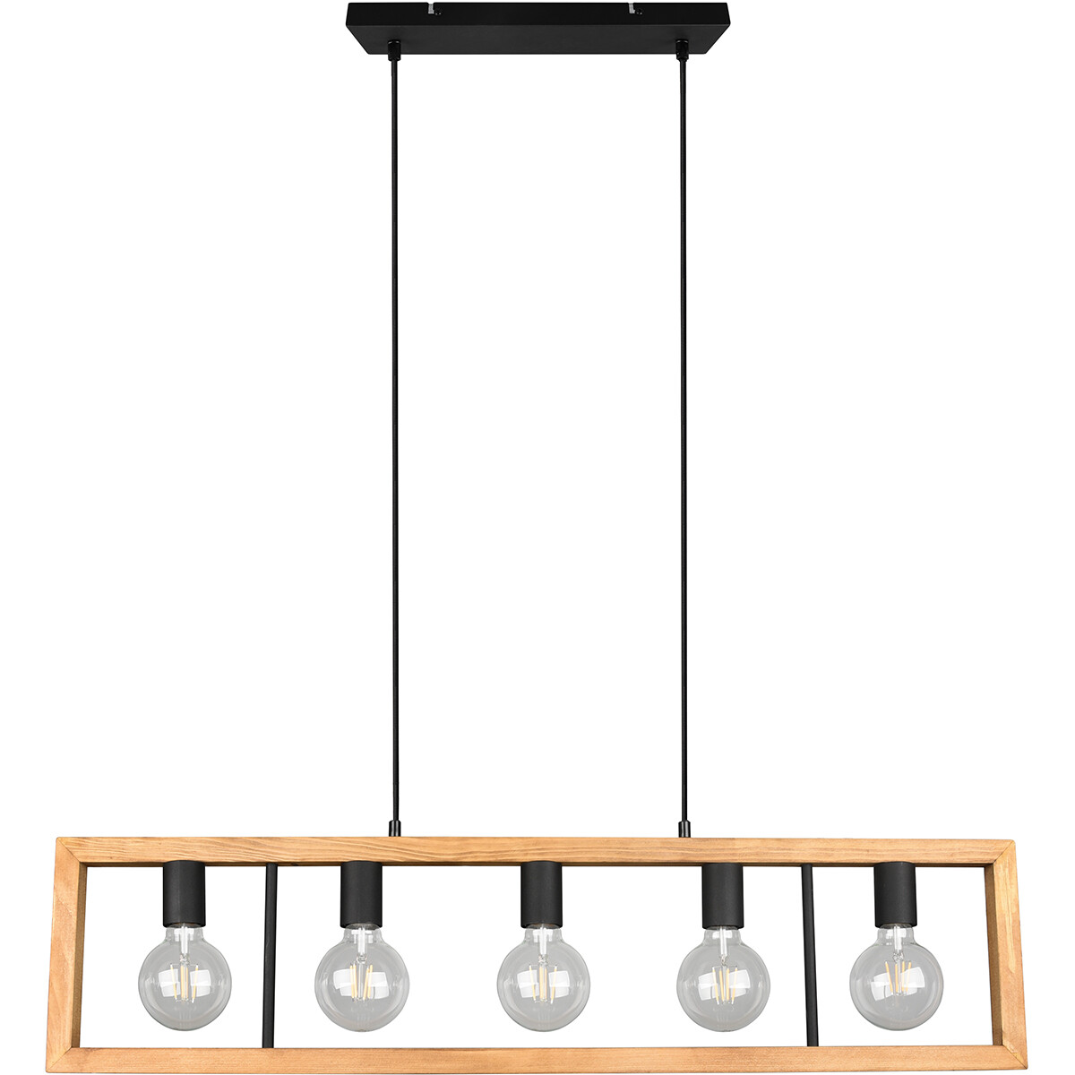 LED Hängelampe - Hängeleuchte - Trion Aplon - E27 Fassung - 4-flammig - Rechteck - Matt Schwarz - Aluminium