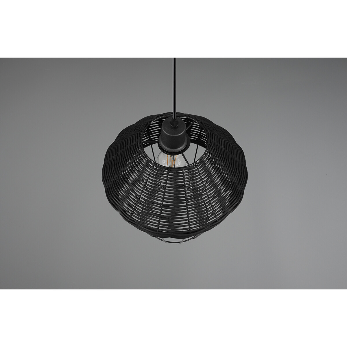 LED Hängelampe - Hängeleuchte - Trion Bera XL - E27 Fassung - 1-flammig - Rund - Schwarz - Aluminium