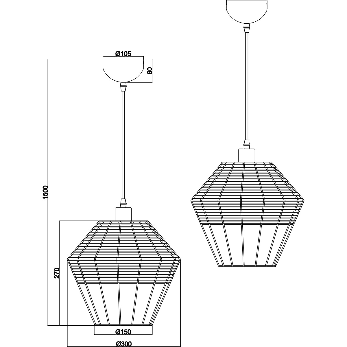 LED Hängelampe - Hängeleuchte - Trion Bera XL - E27 Fassung - 1-flammig - Rund - Schwarz - Aluminium