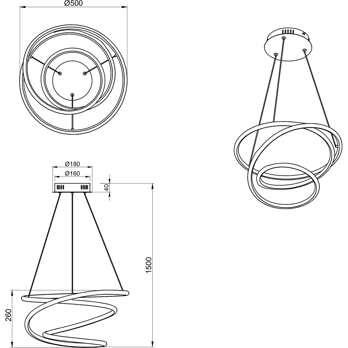 LED Hängelampe - Hängeleuchte - Trion Bilona - 36W - Neutralweiß 4000K - Dimmbar - Rund - Glanz Chrom - Aluminium