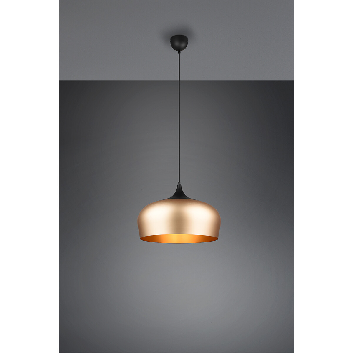 LED Hängelampe - Hängeleuchte - Trion Christa - E27 Fassung - Rund - Matt Gold - Aluminium - Ø450mm