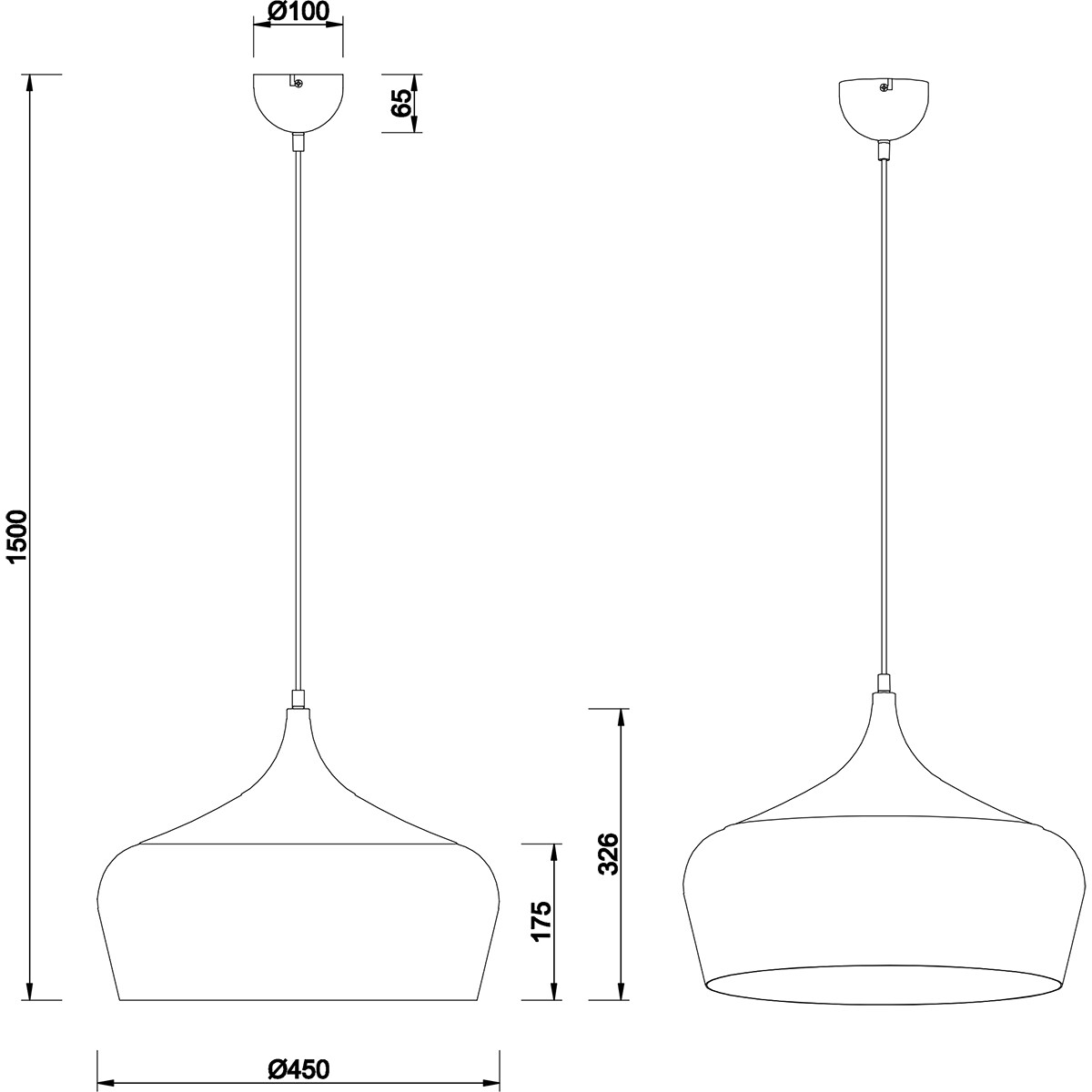 LED Hängelampe - Hängeleuchte - Trion Christa - E27 Fassung - Rund - Matt Gold - Aluminium - Ø450mm