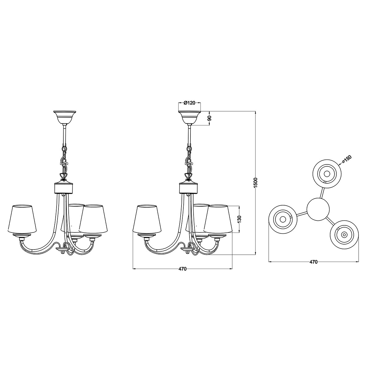 LED Hängelampe - Trion Citra - E14 Sockel - 3-flammig - Rund - Mattweiß - Aluminium