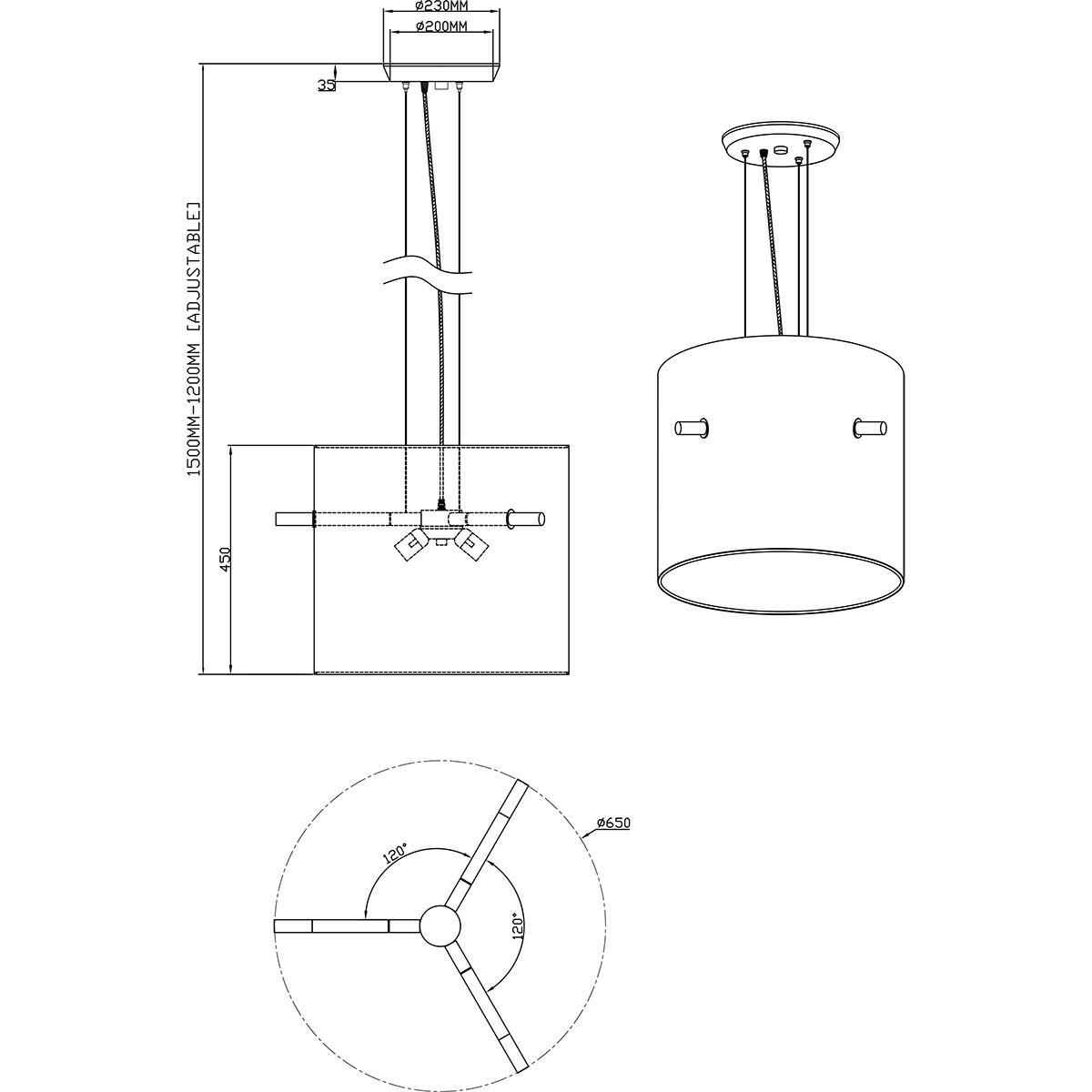 LED Hängelampe - Hängeleuchte - Trion Coleno - E27 Fassung - Rund - Matt Nickel - Aluminium