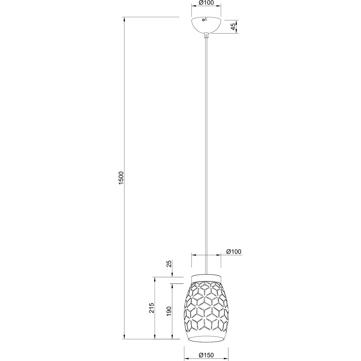 LED Hängelampe - Pendelleuchte - Trion Dabi - E27 Fassung - Rund - Kaffee - Metall