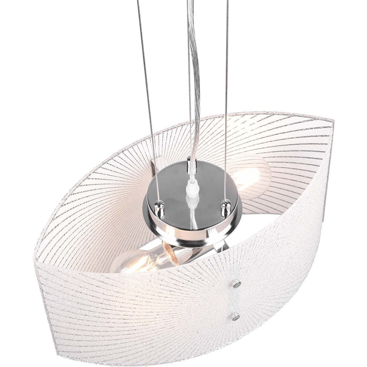 LED Hängelampe - Hängeleuchte - Trion Elize - E27 Fassung - 2-flammig - Oval - Matt Chrom - Aluminium