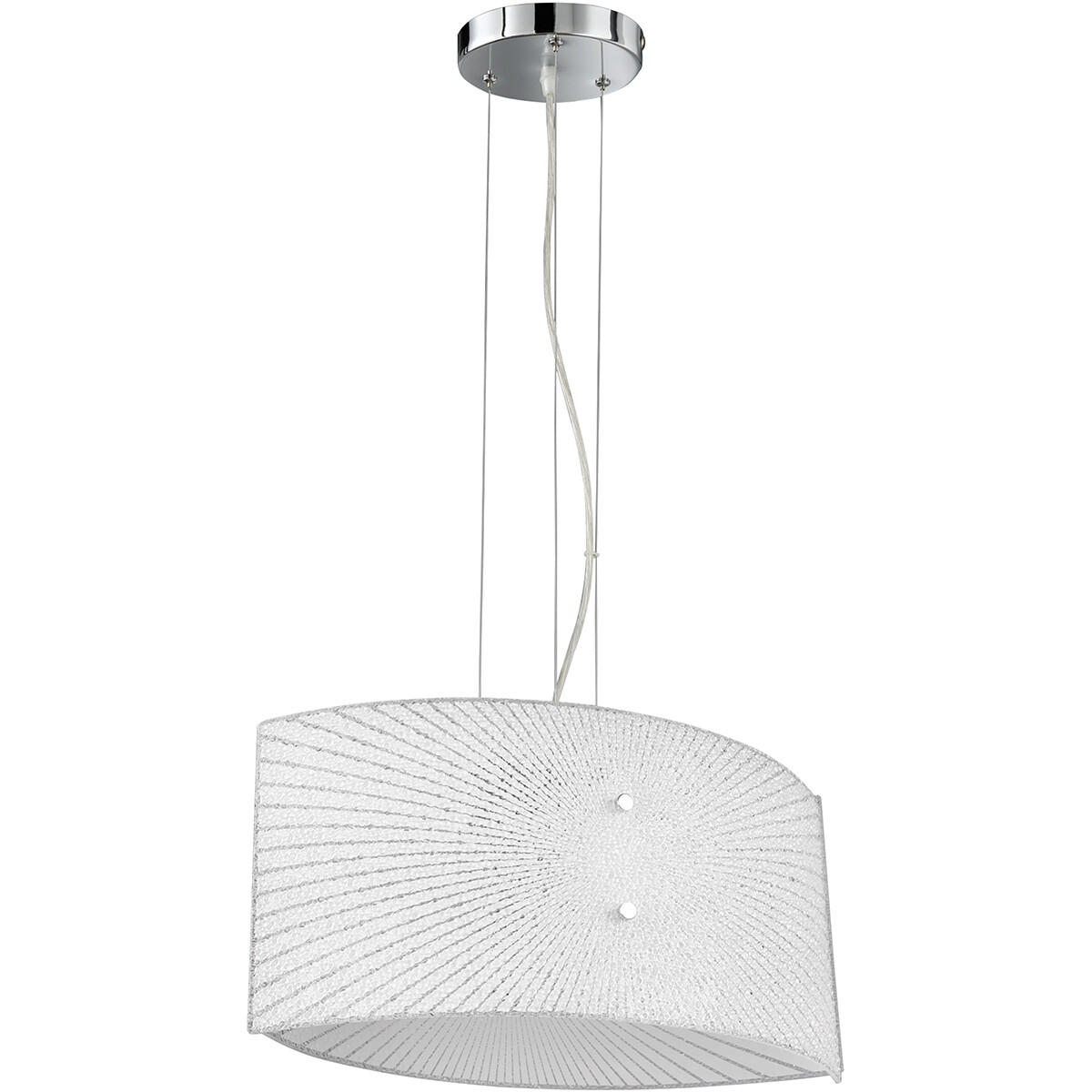 LED Hängelampe - Hängeleuchte - Trion Elize - E27 Fassung - 2-flammig - Oval - Matt Chrom - Aluminium