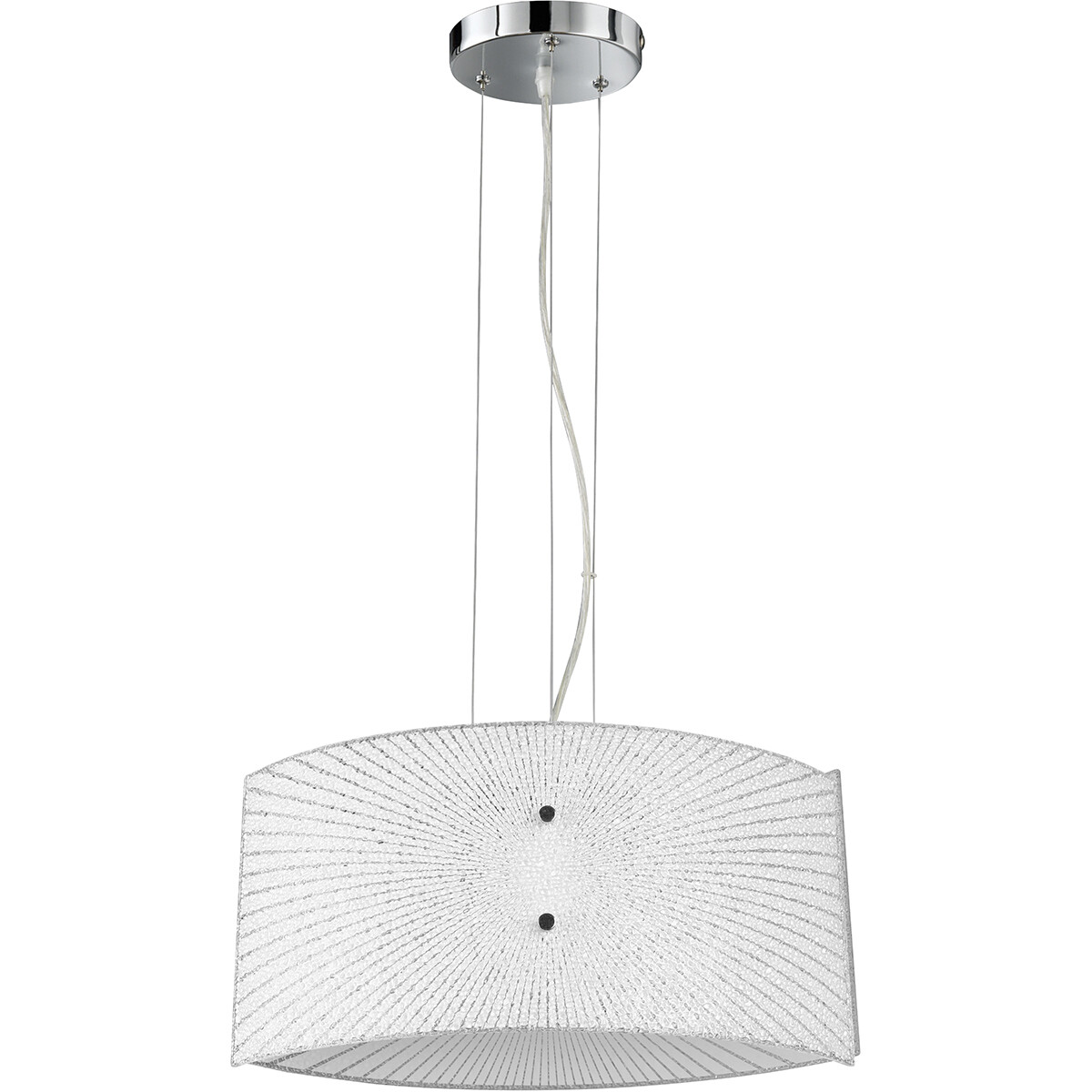 LED Hängelampe - Hängeleuchte - Trion Elize - E27 Fassung - 2-flammig - Oval - Matt Chrom - Aluminium