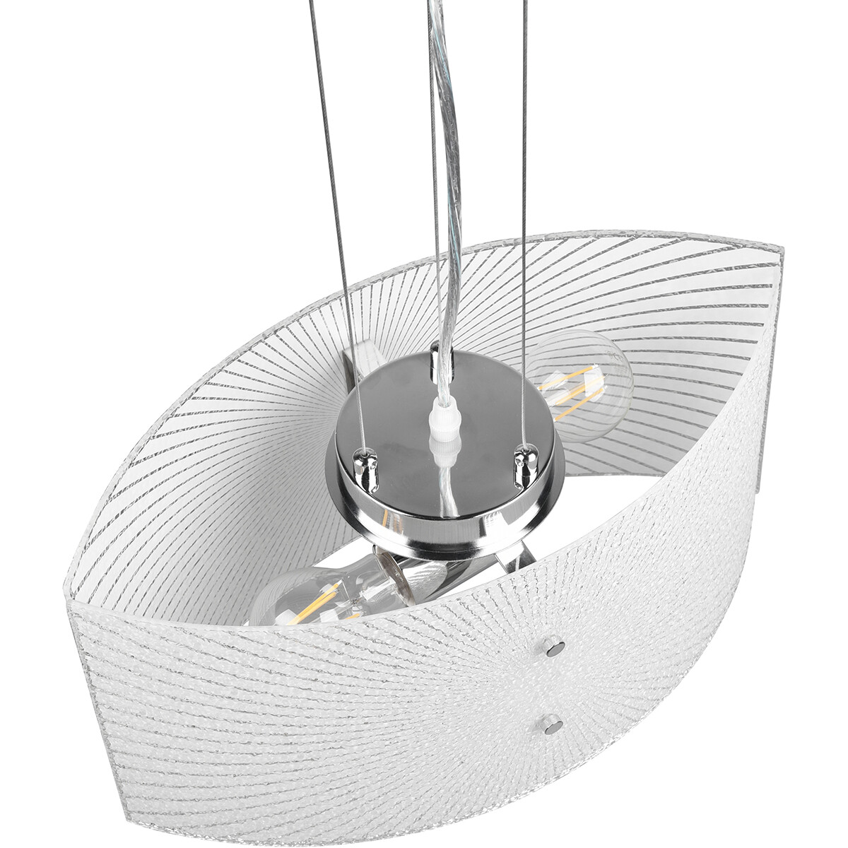 LED Hängelampe - Hängeleuchte - Trion Elize - E27 Fassung - 2-flammig - Oval - Matt Chrom - Aluminium