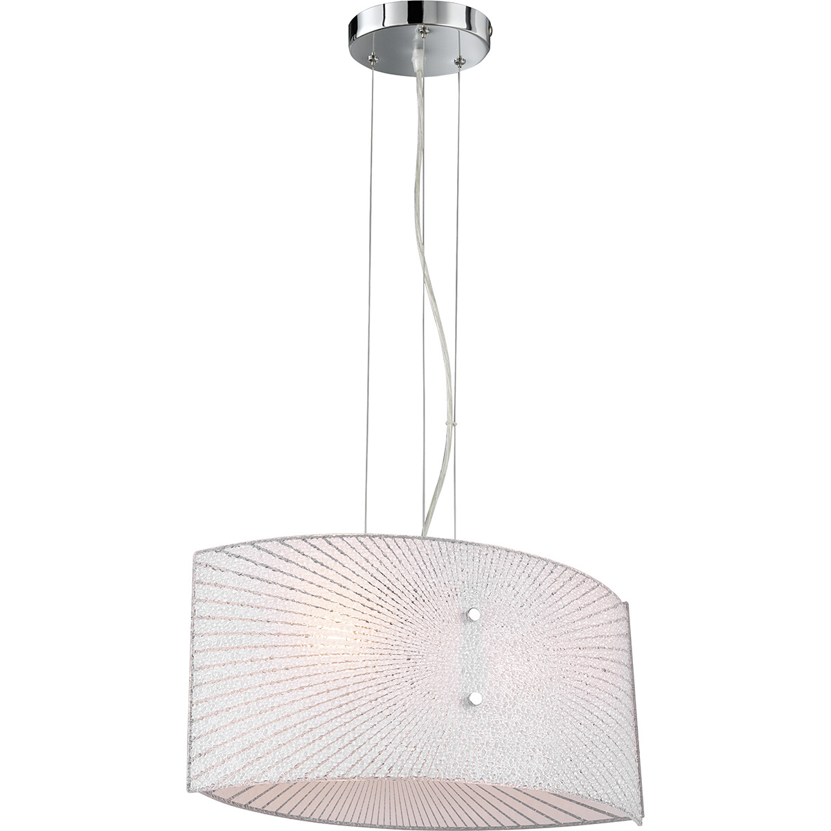 LED Hängelampe - Hängeleuchte - Trion Elize - E27 Fassung - 2-flammig - Oval - Matt Chrom - Aluminium