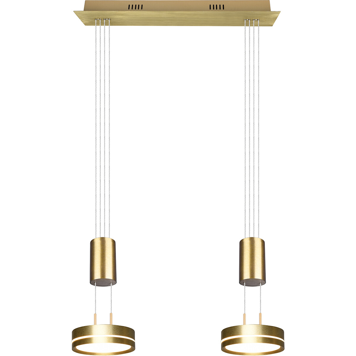 LED Hängelampe - Hängeleuchte - Trion Franco - 14.4W - 2-flammig - Warmweiß 3000K - Dimmbar - Rund - Matt Gold - Aluminium