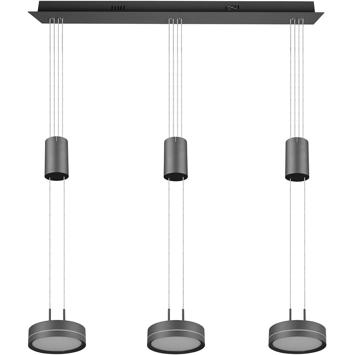 LED Hängelampe - Hängeleuchte - Trion Franco - 21.6W - 3-flammig - Warmweiß 3000K - Dimmbar - Rund - Matt Anthrazit - Aluminium