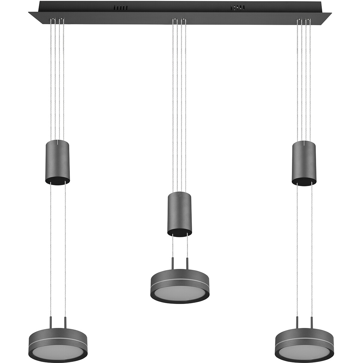 LED Hängelampe - Hängeleuchte - Trion Franco - 21.6W - 3-flammig - Warmweiß 3000K - Dimmbar - Rund - Matt Anthrazit - Aluminium