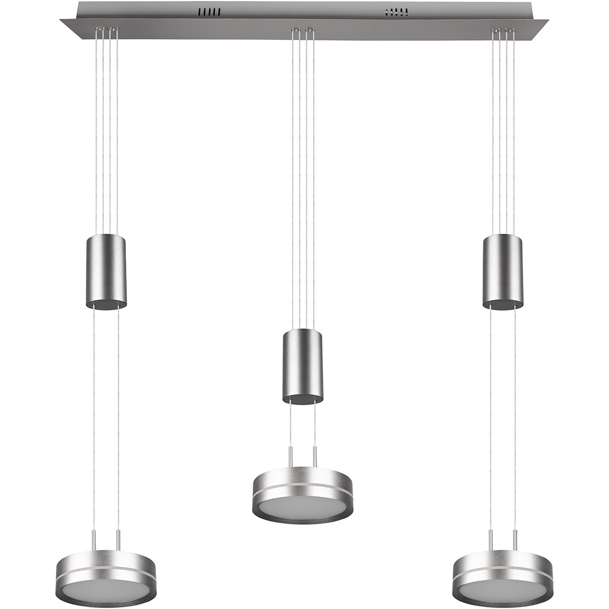 LED Hängelampe - Hängeleuchte - Trion Franco - 21.6W - 3-flammig - Warmweiß 3000K - Dimmbar - Rund - Matt Nickel - Aluminium