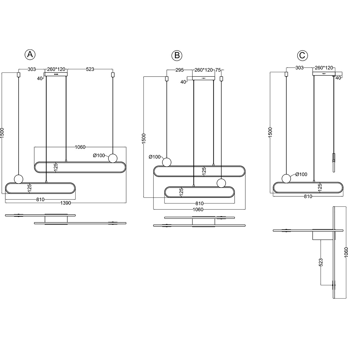 LED Hängelampe - Hängeleuchte - Trion Grada - 54W - Anpassbare Lichtfarbe - Dimmbar - Rechteck - Gebürstetes Silber - Aluminium