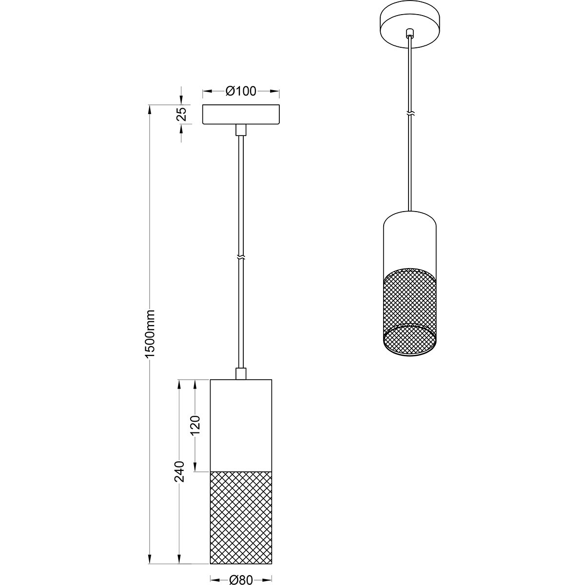 LED Pendelleuchte - Pendelbeleuchtung - Trion Josh - E27 Fassung - 1-Licht - Rund - Schwarz Weiß - Metall