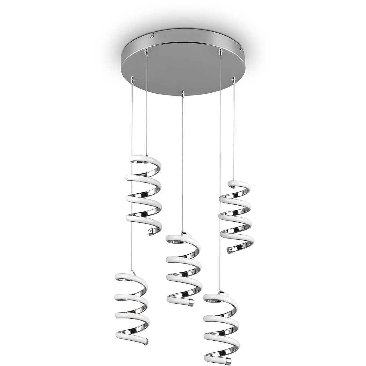 LED-Hängeleuchte - Pendelleuchte - Trion Lala - 8W - Natürliches Weiß - 4000K - 5-flammig - Rund - Chrom - Metall