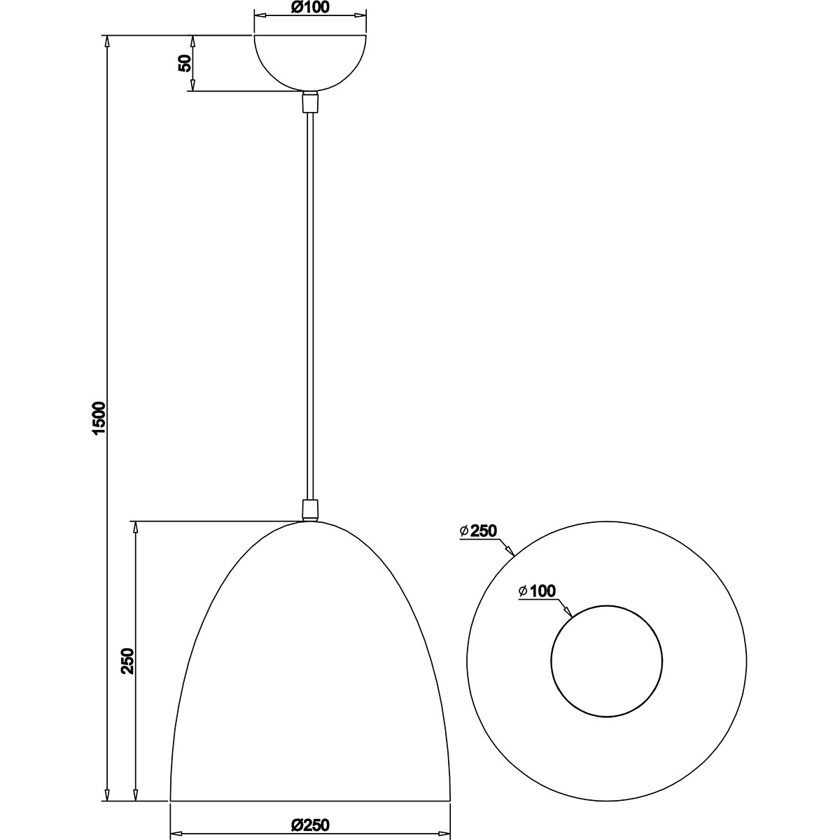 LED Hängelampe - Hängeleuchte - Trion Lopez - E27 Fassung - 1-flammig - Rund - Matt Gold - Aluminium