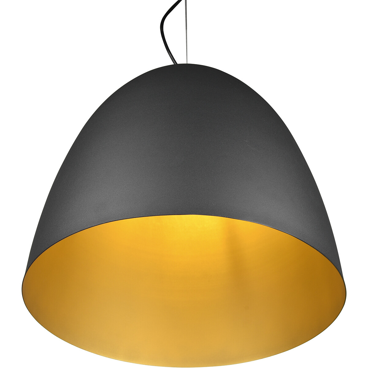 LED Hängelampe - Hängeleuchte - Trion Lopez XL - E27 Fassung - 1-flammig - Rund - Matt Schwarz/Gold - Aluminium