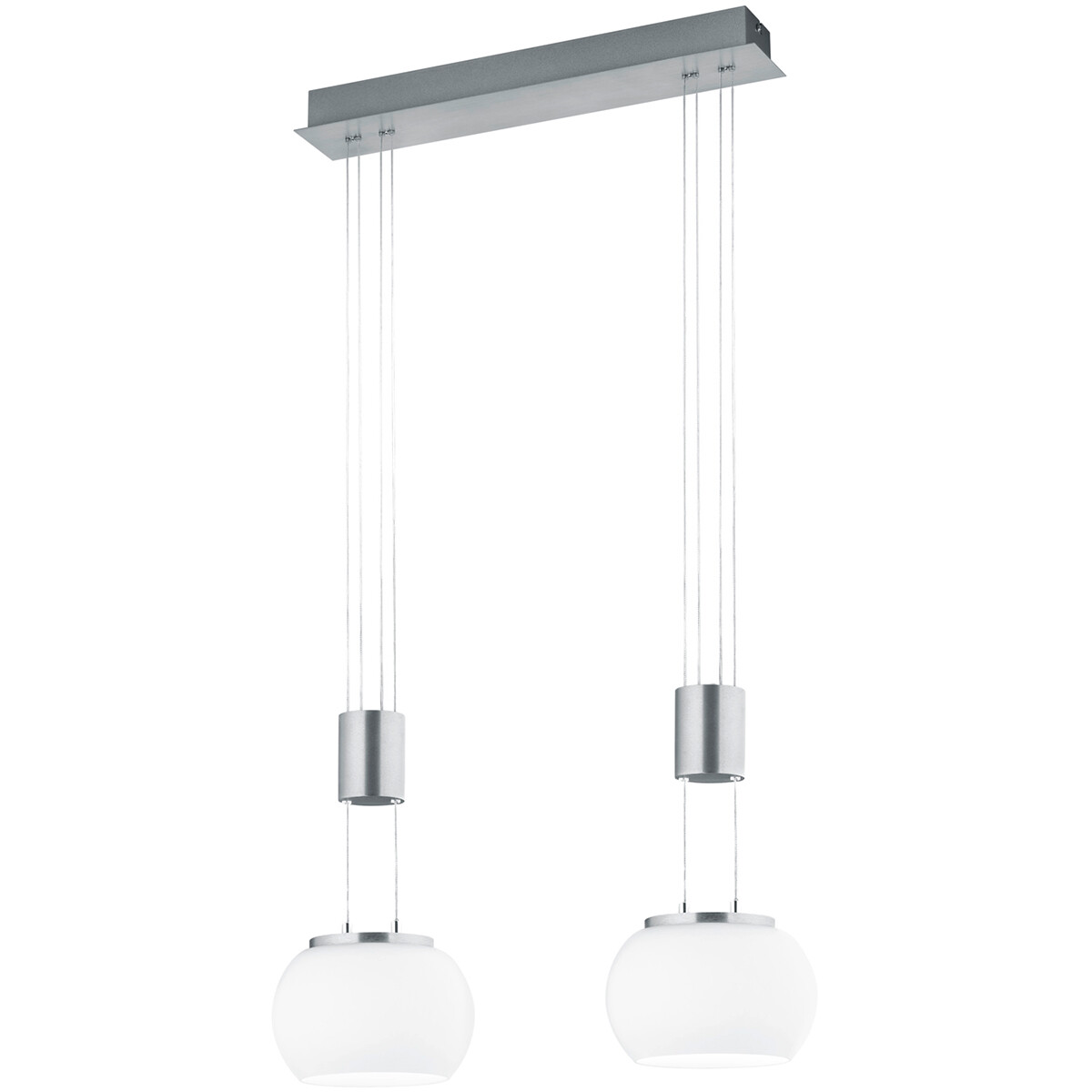 LED Hängelampe - Hängeleuchte - Trion Maliba - 16W - 2-flammig - Warmweiß 3000K - Dimmbar - Rechteck - Matt Nickel - Aluminium