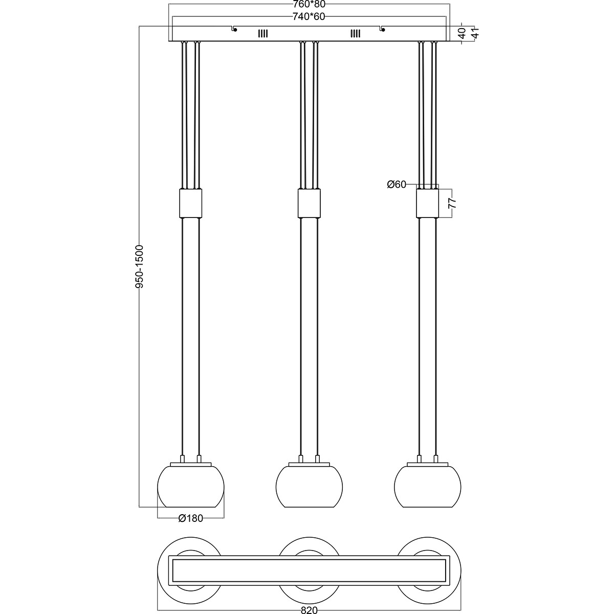 LED Hängelampe - Hängeleuchte - Trion Maliba - 24W - 3-flammig - Warmweiß 3000K - Dimmbar - Rechteck - Matt Gold - Aluminium