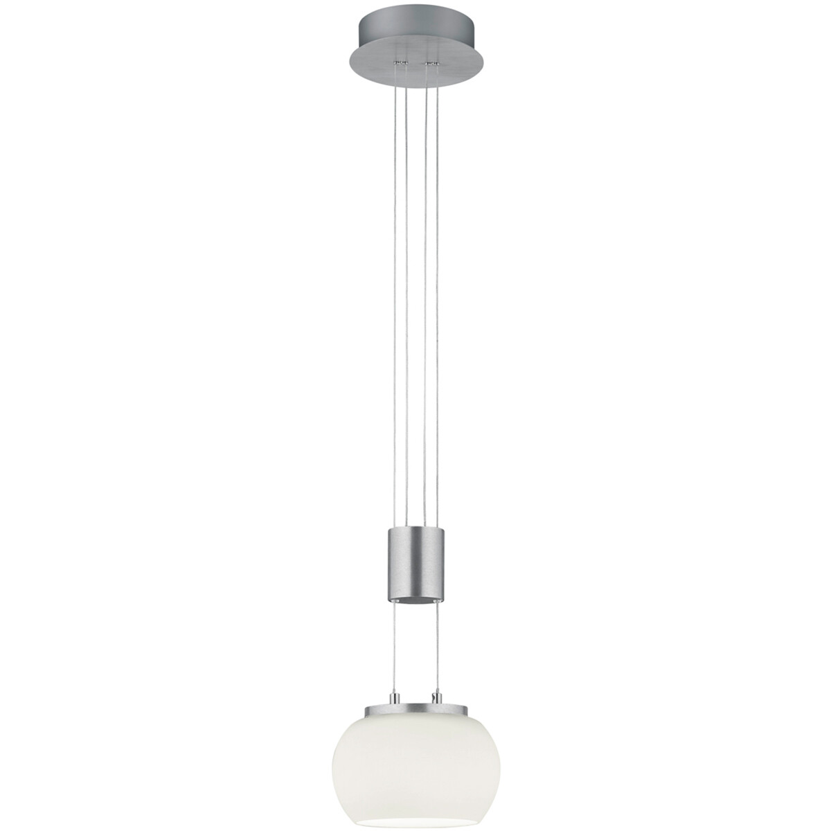 LED Hängelampe - Hängeleuchte - Trion Maliba - 8W - 1-flammig - Warmweiß 3000K - Dimmbar - Rund - Matt Nickel - Aluminium