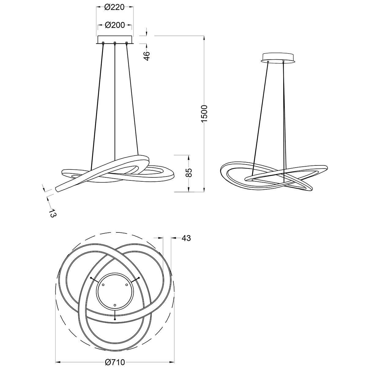 LED Deckenleuchte - Deckenbeleuchtung - Trion Oaky - 52W - Warmweiß 3000K - Dimmbar - Rund - Mattes Nickel - Aluminium