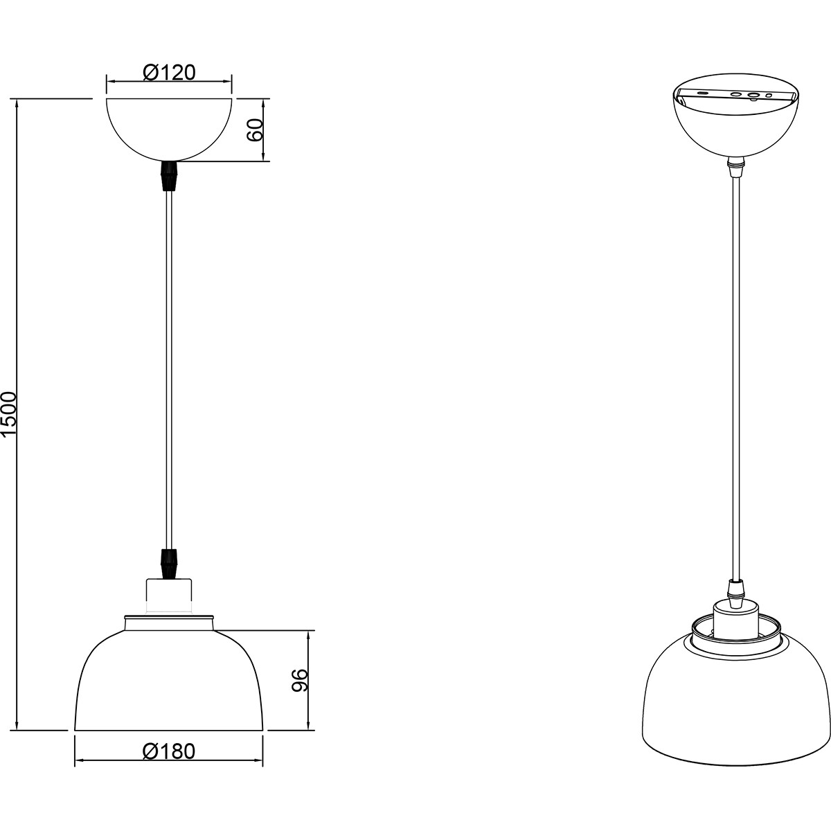 LED Hängelampe - Hängeleuchte - Trion Palmo - E27 Fassung - 1-flammig - Rund - Matt Schwarz - Aluminium